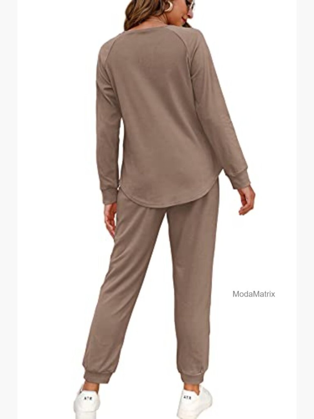 Two Piece Lounge Set Button Down Sweatshirt Sweatpants with Pockets - Picture 2 of 7